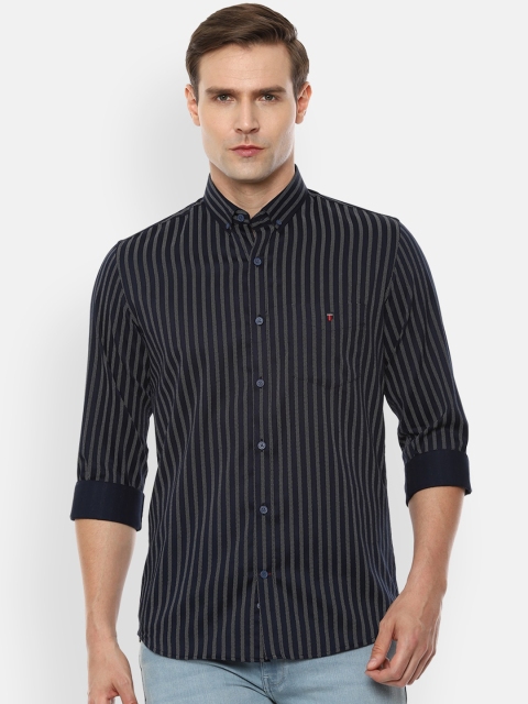 

Louis Philippe Sport Men Navy Blue & White Slim Fit Striped Casual Shirt