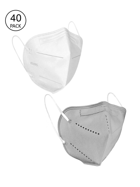 

OOMPH Pack Of 40 Solid 5-Ply Reusable Anti-Pollution KN95 Masks, Grey