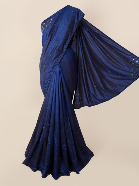 

Pothys Blue Solid Art Silk Saree