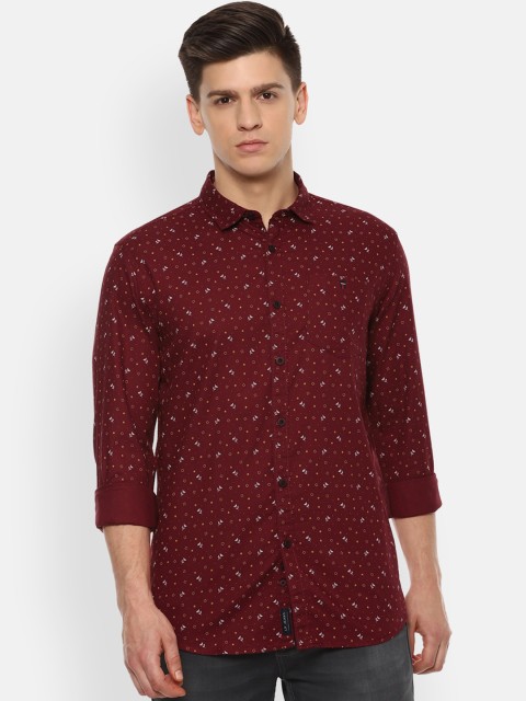 

Louis Philippe Jeans Men Maroon & White Super Slim Fit Printed Casual Shirt
