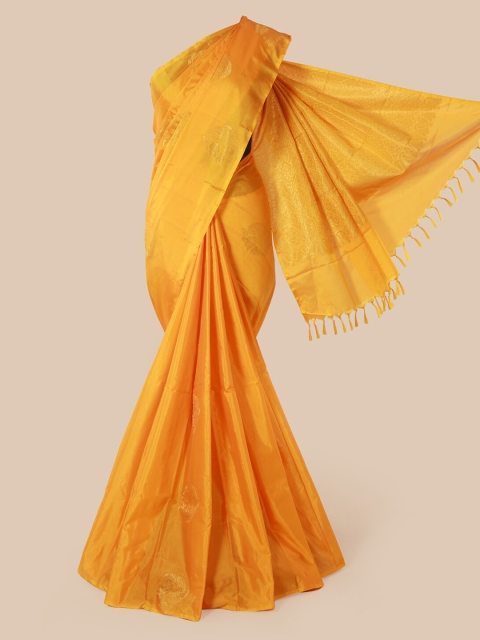 

Pothys Mustard Yellow & Golden Paisley Woven Design Saree