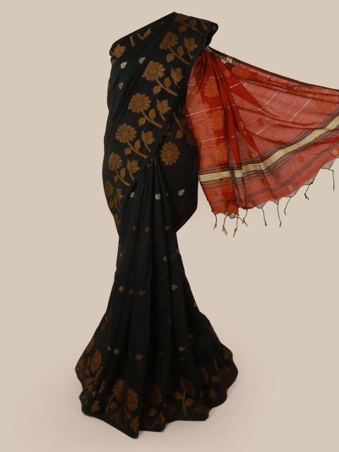 

Pothys Black Woven Design Cotton Blend Saree