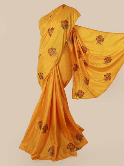 

Pothys Yellow Checked Art Silk Saree