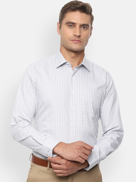 

Van Heusen Men White & Beige Slim Fit Checked Formal Shirt