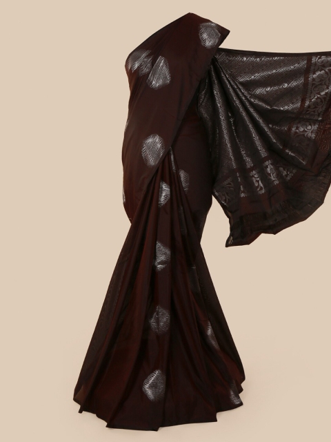 

Pothys Coffee Brown & Silver Geometric Zari Woven Design Saree