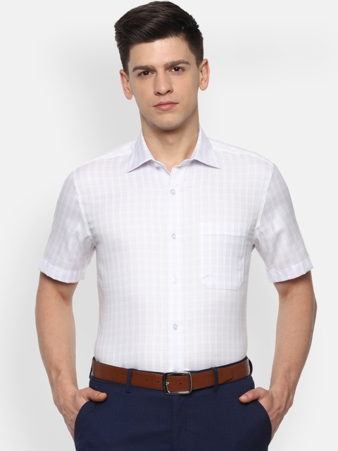 

Louis Philippe Permapress Men White & Blue Regular Fit Checked Casual Shirt