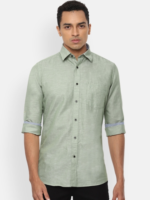 

Van Heusen Sport Men Green Linen Slim Fit Solid Casual Shirt