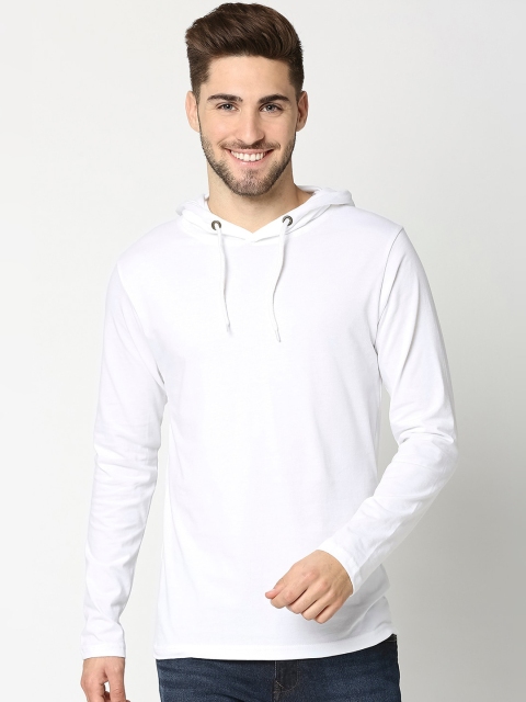 

Bewakoof Men White Solid Hood T-shirt
