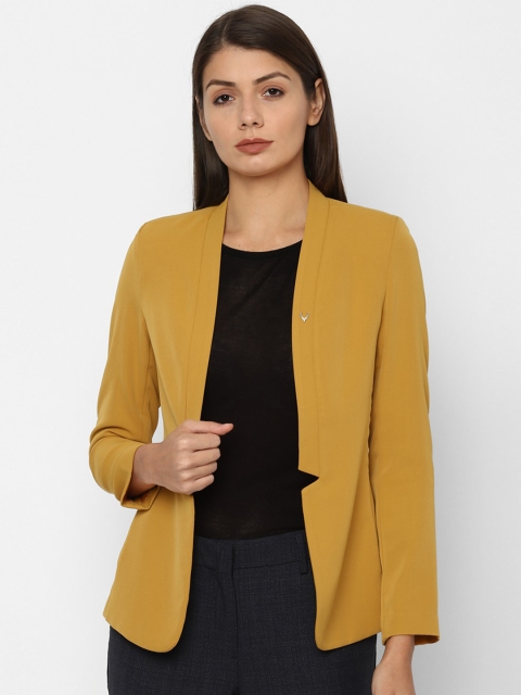 

Allen Solly Woman Mustard Yellow Solid Single-Breasted Formal Blazer