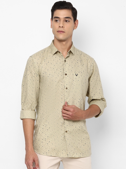 

Allen Solly Men Khaki Cotton Slim Fit Printed Casual Shirt