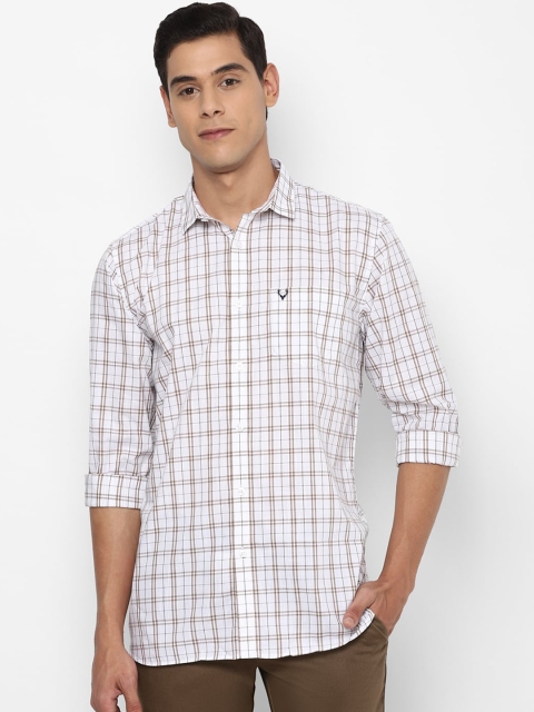 

Allen Solly Men White & Brown Cotton Slim Fit Checked Smart Casual Shirt