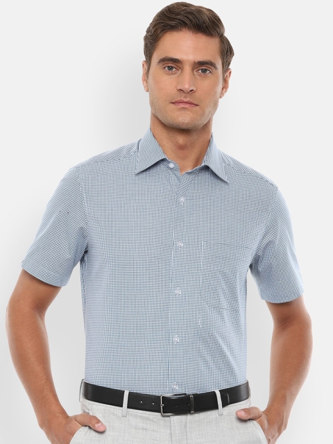 

Louis Philippe Men Blue & White Regular Fit Checked Formal Shirt