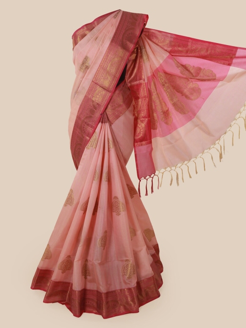 

Pothys Pink Woven Design Cotton Blend Saree With Tasseled Pallu