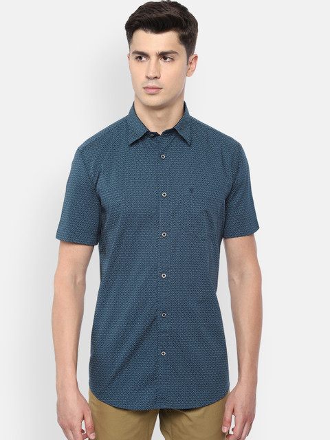 

Van Heusen Sport Men Teal & White Slim Fit Printed Casual Shirt
