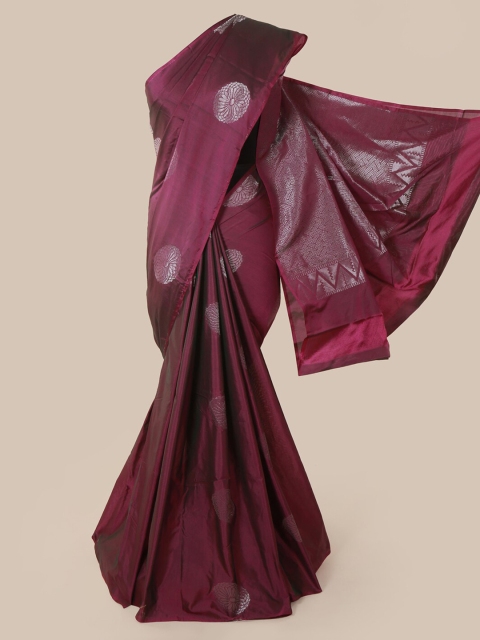 

Pothys Purple & Silver Ethnic Motifs Zari Woven Design Saree