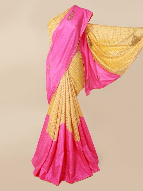 

Pothys Yellow Embellished Art Silk Saree