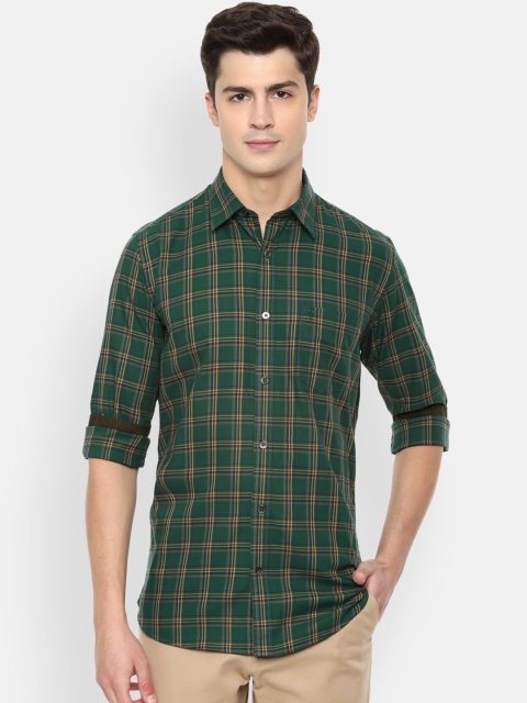 

Van Heusen Sport Men Green & Yellow Slim Fit Checked Casual Shirt