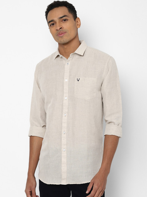 

Allen Solly Men Beige Slim Fit Solid Casual Shirt