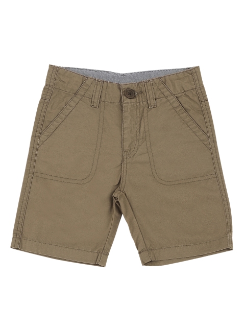 

Ed-a-Mamma Boys Olive Green Solid Regular Fit Regular Shorts