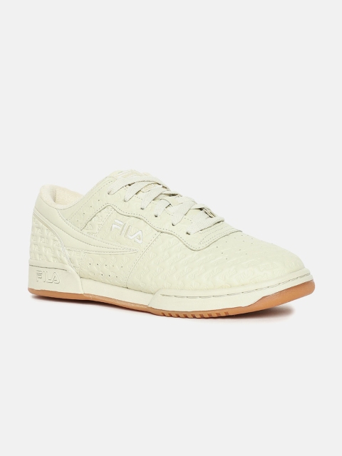 

FILA Men Green Textured Leather Sneakers