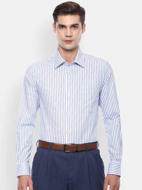 

Louis Philippe Men White & Blue Regular Fit Striped Formal Shirt