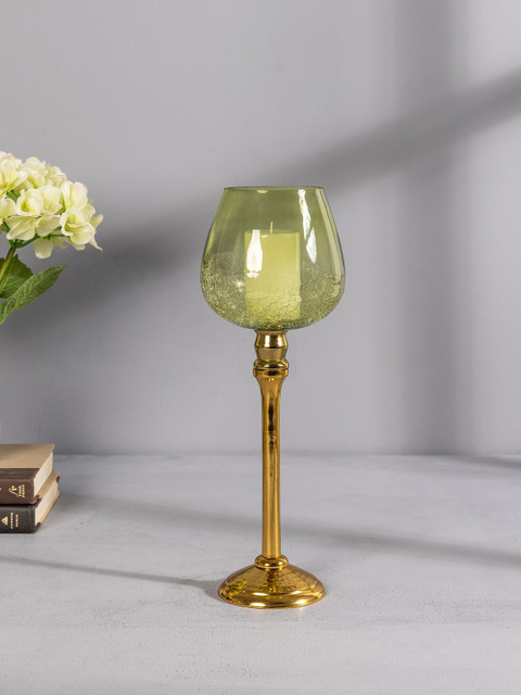 

Pure Home and Living Gold-Toned & Green Textured Large Mia Votive Candle Holder