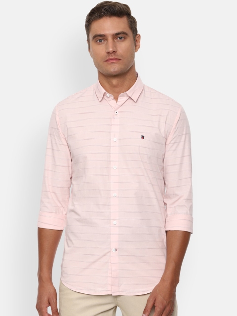 

Louis Philippe Sport Men Pink & White Slim Fit Striped Pure Cotton Casual Shirt