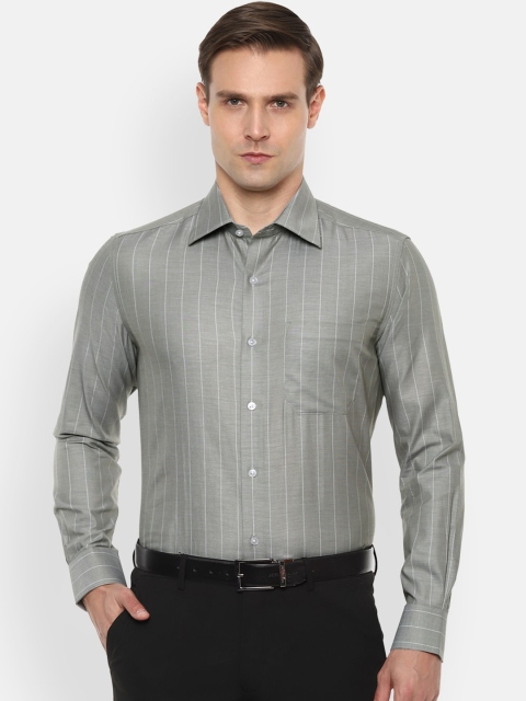 

Louis Philippe Men Grey Regular Fit Striped Cotton Casual Shirt