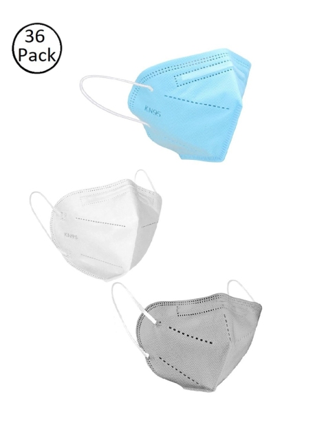 

OOMPH Unisex Pack Of 36 5-Ply Reusable Anti-Pollution KN95 Face Masks, Blue