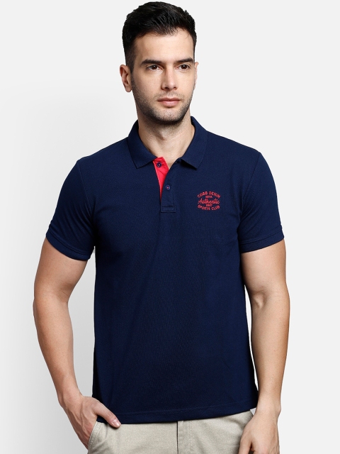

COBB Men Navy Blue Solid Polo Collar T-shirt