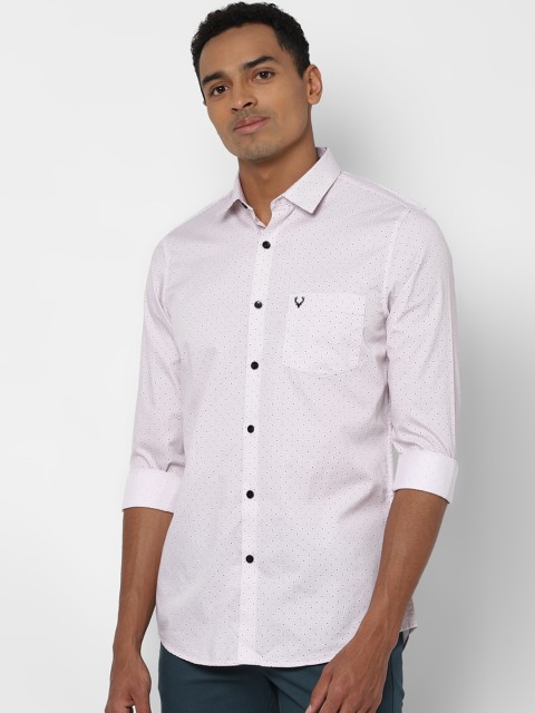 

Allen Solly Men White & Maroon Slim Fit Ditsy Print Pure Cotton Casual Shirt