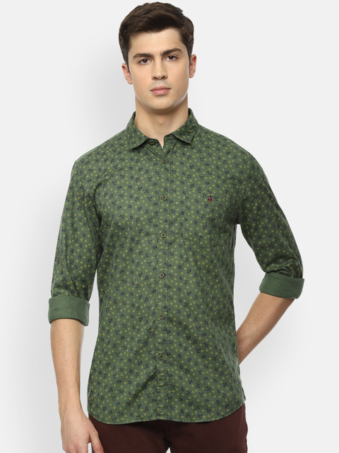 

Louis Philippe Jeans Men Olive Green Slim Fit Printed Casual Shirt