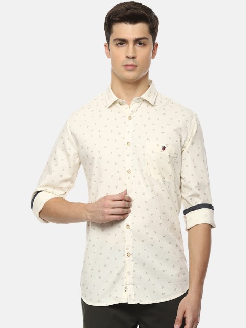 

Louis Philippe Jeans Men Cream-Coloured & Beige Super Slim Fit Printed Casual Shirt
