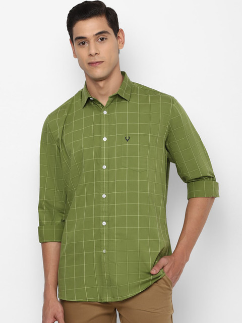 

Allen Solly Men Green & White Slim Fit Checked Casual Shirt