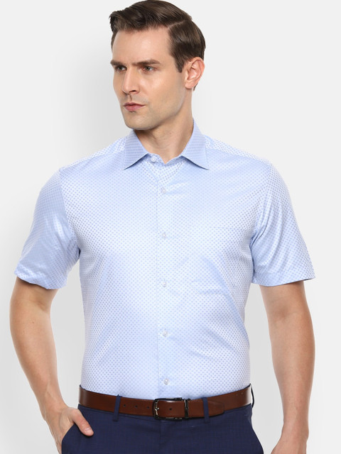 

Louis Philippe Men Blue Regular Fit Self Design Pure Cotton Formal Shirt
