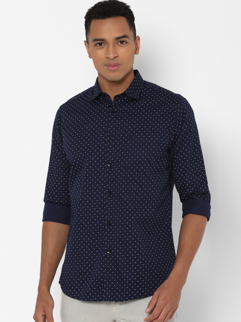 

Allen Solly Men Navy Blue & White Slim Fit Printed Casual Shirt