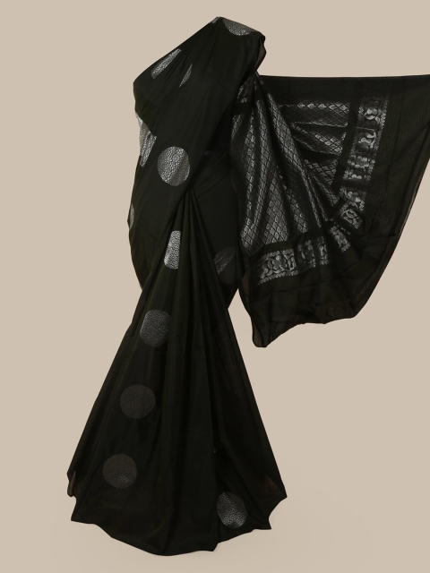 

Pothys Dark Olive Green & Silver Woven Design Saree
