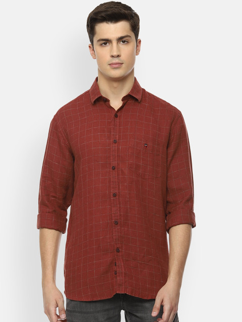 

Louis Philippe Sport Men Brown & Grey Slim Fit Checked Casual Shirt
