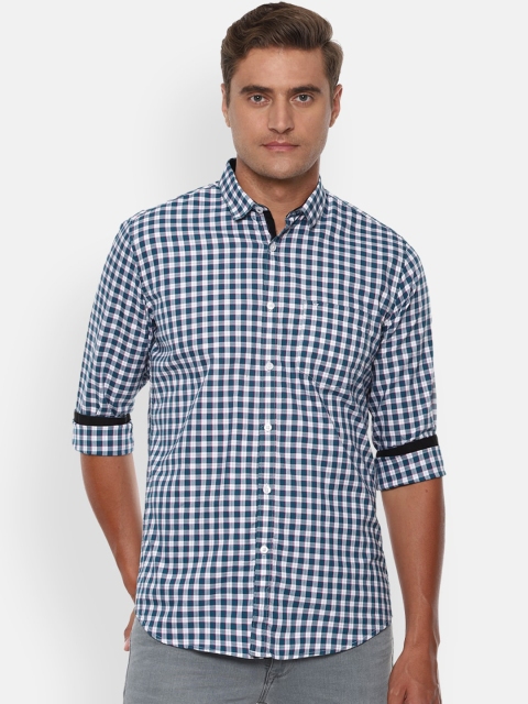 

Van Heusen Sport Men Navy Blue & White Slim Fit Checked Casual Shirt