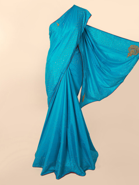 

Pothys Blue Embellished Art Silk Saree