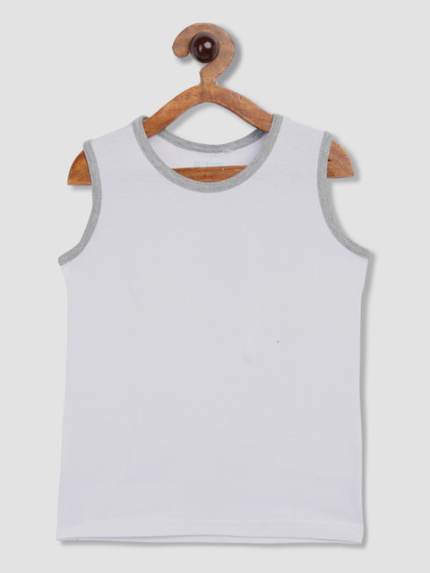 

The Childrens Place Boys White Solid Round Neck Pure Cotton Tank Top