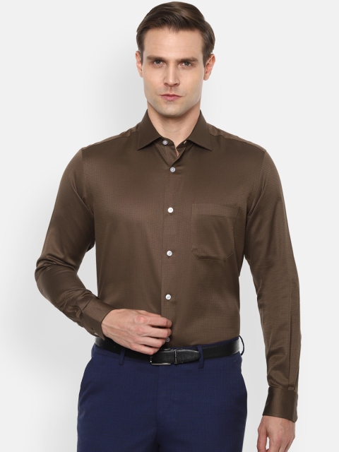 

Louis Philippe Men Brown Regular Fit Self Design Formal Shirt