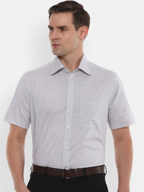 

Louis Philippe Men Grey Melange Regular Fit Solid Pure Cotton Formal Shirt