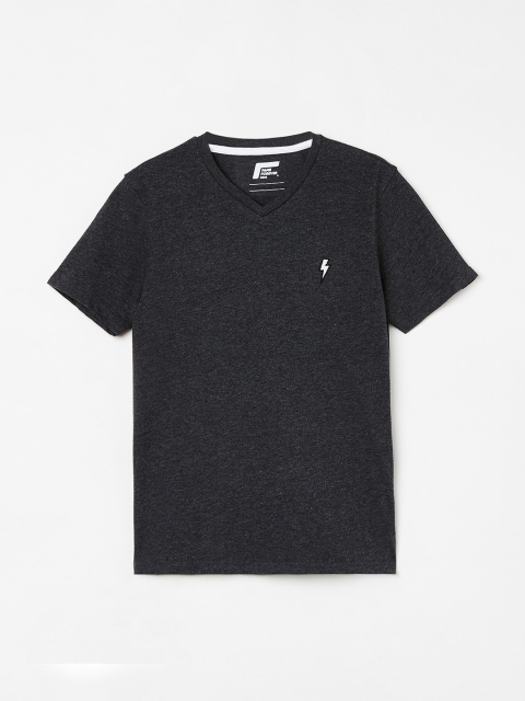 

Fame Forever by Lifestyle Boys Charcoal Grey Solid V-Neck T-shirt