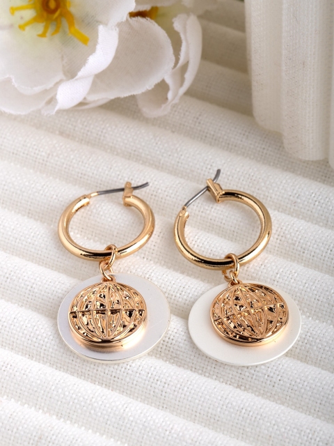 CRZ Gold-Toned Contemporary Drop Earrings