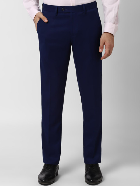 

Peter England Elite Men Navy Blue Slim Fit Solid Formal Trousers