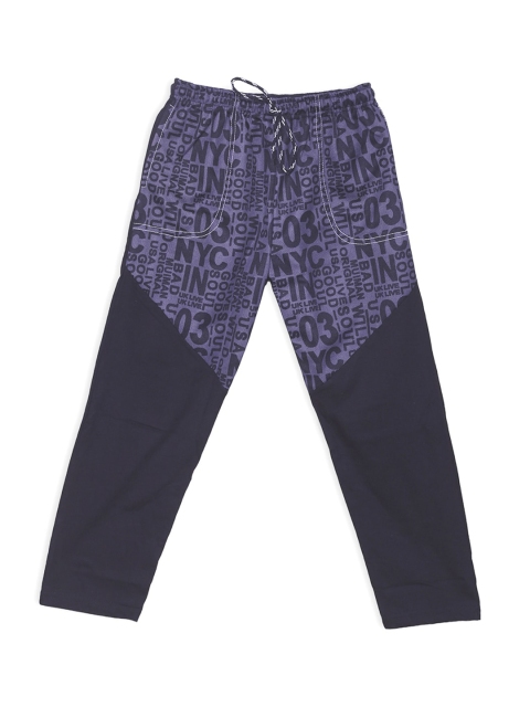 

SWEET ANGEL Girls Navy Blue Printed Straight-Fit Track Pants