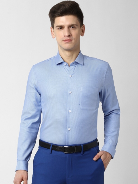 

Peter England Elite Men Blue Self Micro Ditsy Design Slim Fit Formal Shirt