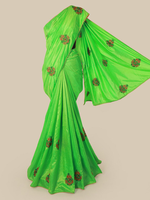 

Pothys Green Embroidered Art Silk Saree