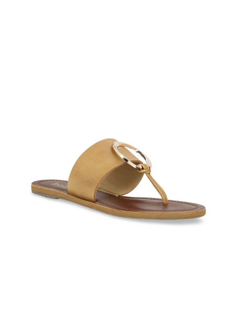 

Inc 5 Women Beige Embellished T-Strap Flats